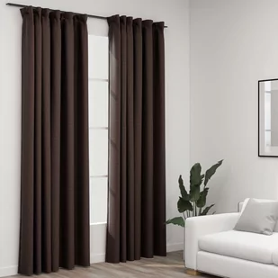 vidaXL Zasłony stylizowane na lniane, 2 szt., taupe, 140x225 cm - Zasłony - miniaturka - grafika 1