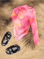 Stroje kąpielowe dla dziewczynek - Reserved - Strój kąpielowy z długim rękawem - intensywny róż - miniaturka - grafika 1