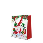 Opakowania i torebki na prezenty - Torba ozdobna prezentowa świąteczna czerwona gnomy - miniaturka - grafika 1