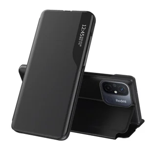 Etui pokrowiec z klapką i podstawką do Xiaomi Redmi 11A / Poco C55 / Redmi 12C Eco Leather czarne HURTEL - Etui i futerały do telefonów - miniaturka - grafika 1