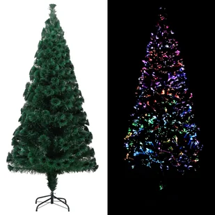 vidaXL Sztuczna choinka ze stojakiem, zielona, 210 cm, PVC - Choinki - miniaturka - grafika 1
