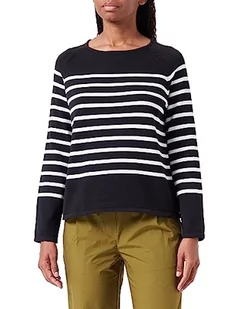 Gerry Weber Damski sweter z bawełny raglanowy, długi rękaw, sweter z długim rękawem, okrągły dekolt, sweter w paski, czarny/ecru/biały kółeczko, 42 - Swetry damskie - miniaturka - grafika 1