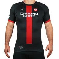 Kimona, stroje i obuwie - Rashguard do MMA/BJJ męski Ground Game Polska czarny z krótkim rękawem - miniaturka - grafika 1