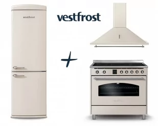 VestFrost Linia Beżowa - zestaw retro : kuchnia z płytą indukcyjną + okap + lodówka - Zestawy AGD - miniaturka - grafika 1