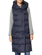 Kamizelki damskie - bugatti Damska kamizelka elegancka, ciepła i długa, z kapturem i kieszeniami, morski, 36 - miniaturka - grafika 1