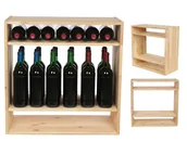 Pozostałe akcesoria barmańskie - Modułowy Drewniany Regał Stojak na Wino RW61 2 Półki Pełne – Naturalne Drewno sosnowe / Wamar-Sosenka - miniaturka - grafika 1
