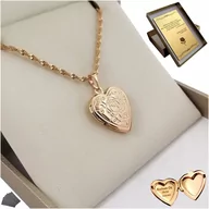 Naszyjniki - ZŁOTY NASZYJNIK SERCE PUZDERKO OTWIERANE + GRAWER NA 30 40 50 60 URODZINY - miniaturka - grafika 1