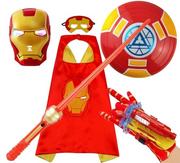 Dodatki do strojów karnawałowych - Strój Przebranie Iron Man Zestaw 5 Części Maska Miecz Peleryna Tarcza Wyrzutnia - miniaturka - grafika 1
