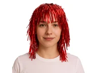 Dodatki do strojów karnawałowych - Peruka foliowa czerwona - 1 szt. - miniaturka - grafika 1