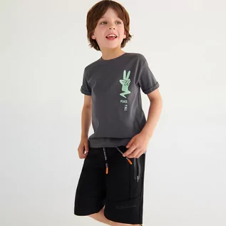 Koszulki dla chłopców - Reserved Reserved - T-shirt oversize z nadrukiem - Szary - grafika 1