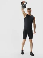 Spodnie sportowe męskie - 4F Spodenki treningowe slim szybkoschnące męskie - czarne XXL - miniaturka - grafika 1