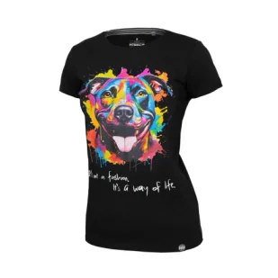 Pit Bull Damska Koszulka T-shirt Slim Fit Watercolor Black - Koszulki sportowe damskie - miniaturka - grafika 1
