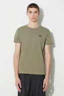 Koszulki męskie - Alpha Industries t-shirt bawełniany Basic T Small Logo kolor zielony gładki 188505.11 - miniaturka - grafika 1