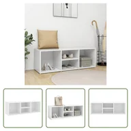 Szafki na buty - The Living Store Ławka na buty biała 105x35x35 cm Materiał drewnopochodny - miniaturka - grafika 1
