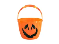 Halloween - Wiaderko pomarańczowe Dynia z podświetlaną rączką na Halloween - 22,5 x 16 cm - 1 szt. - miniaturka - grafika 1