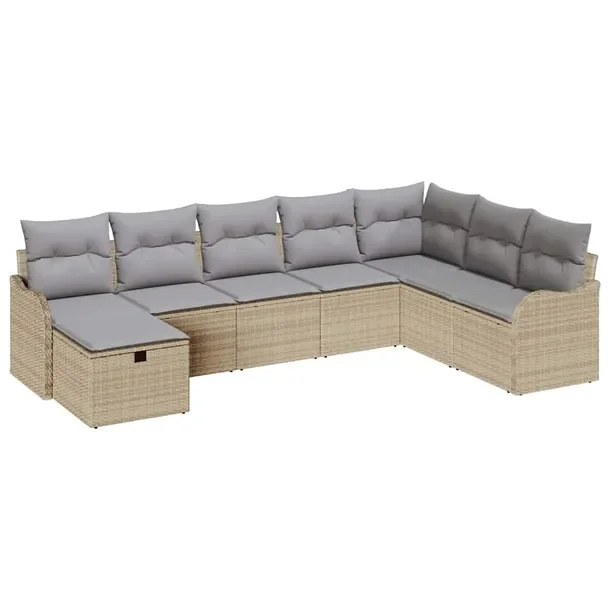 Zestaw Modularny Narożnik Ogrodowy Rattan Beżowy 5 Elementów