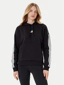 Bluzy damskie - adidas Bluza Essentials 3-Stripes JX2538 Czarny Regular Fit - miniaturka - grafika 1