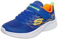 Buty dla chłopców - Skechers Trampki chłopięce Microspec Texlor, Niebieska tekstylna pomarańczowa limonka wykończenie, 35 EU - miniaturka - grafika 1
