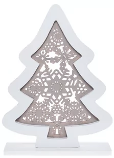 Choinka ażurowa drewno biała 19x4x25 cm - Ozdoby bożonarodzeniowe - miniaturka - grafika 1