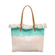 Torebki damskie - Torba Plażowa Boho Z Frędzlami Zielona Ombre Tp14Zie - miniaturka - grafika 1