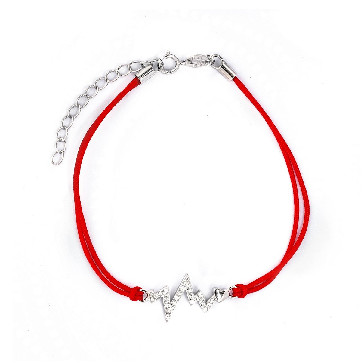 Srebrna bransoletka 925 Linia Życia Czerwony Sznurek