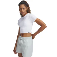 Koszulki i topy damskie - Damski t-shirt crop top Under Armour UA Rival Rib Baby Tee - biały - miniaturka - grafika 1