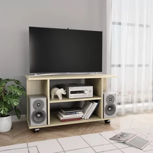 vidaXL Szafka pod TV z kółkami, kolor dąb sonoma, 80x40x40 cm - Szafki RTV - miniaturka - grafika 1