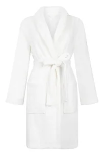 Hunkemöller Robe Short Flannel Fleece Embossed Dot Biały - Szlafroki damskie - miniaturka - grafika 1