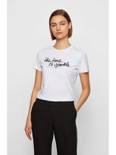 Boss T-Shirt C_Esparkle 50446627 Biały Regular Fit - Koszulki i topy damskie - miniaturka - grafika 1
