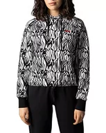 Bluzy damskie - FILA Breza AOP Cropped damska bluza z kapturem, Bright White Abstract Zebra Aop, XS - miniaturka - grafika 1