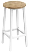 Taborety i hokery - Nowoczesny hoker z podnóżkiem dąb sonoma + biały R7-A43 - miniaturka - grafika 1