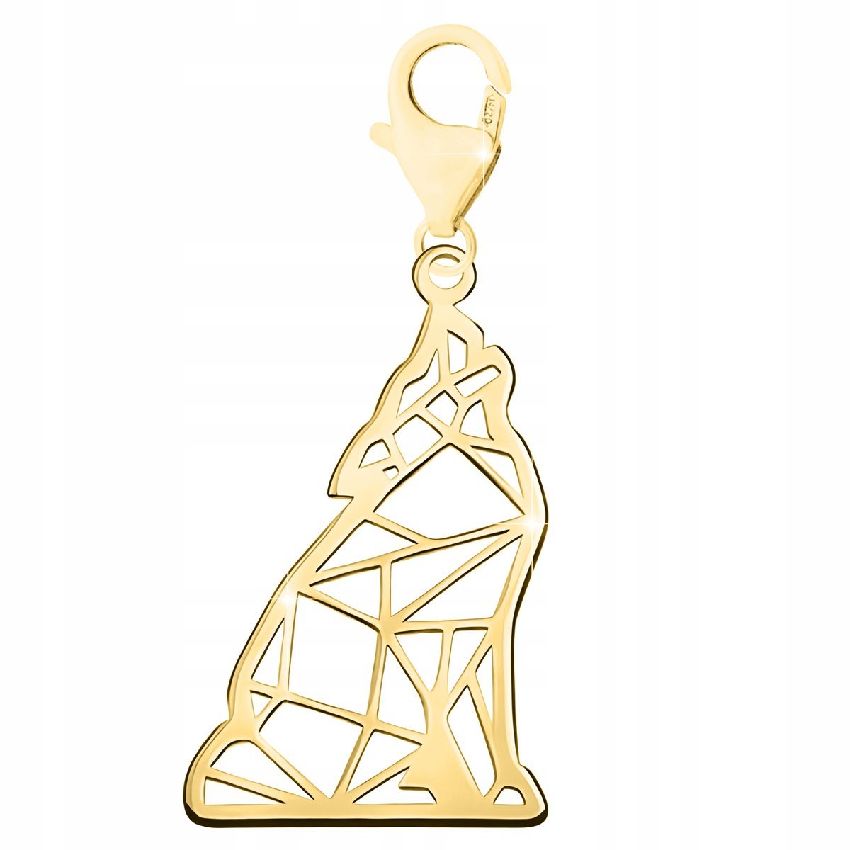 Złota Zawieszka Ażurowa Blaszka z Wilkiem Ażurowy Pies Wilk SREBRO 925