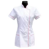Odzież medyczna - Tunika kosmetyczna biała z czerwoną lamówką rozmiar 44 - miniaturka - grafika 1