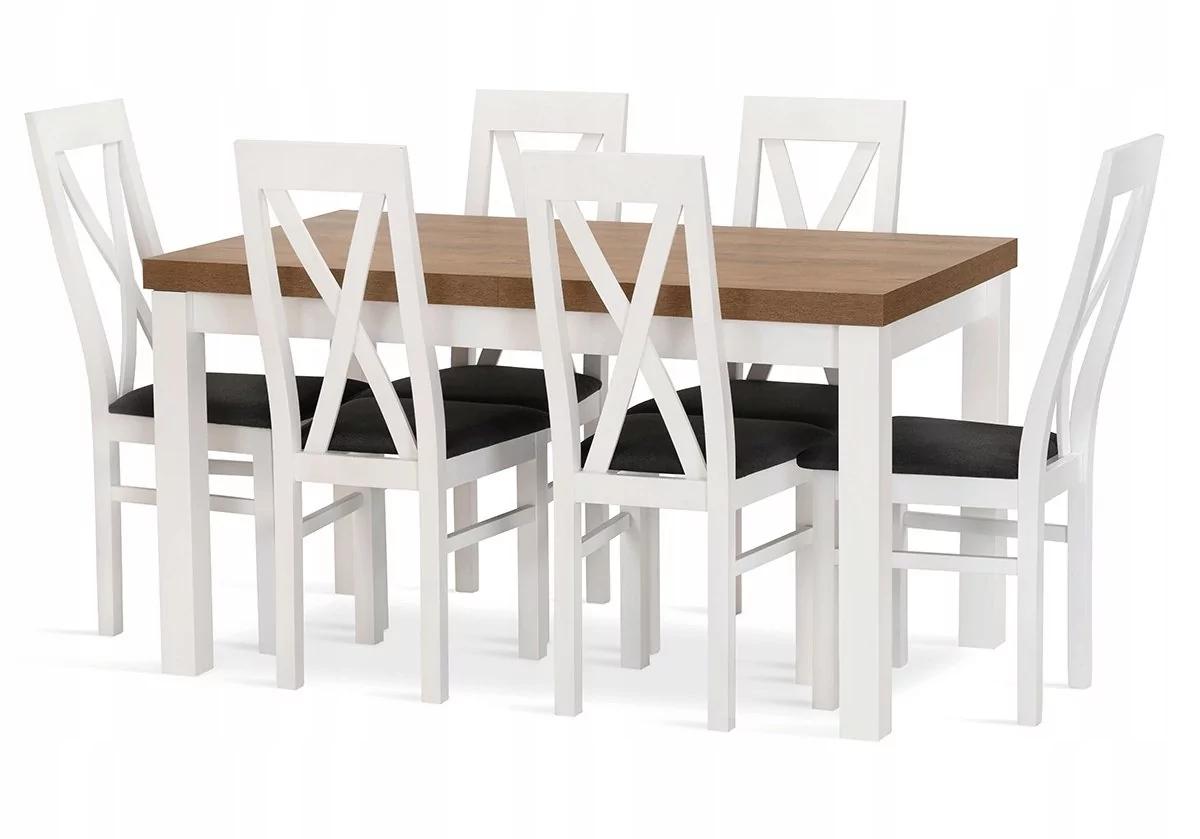 Komplet zestaw ZYTA stół 140+40/80 6 krzeseł
