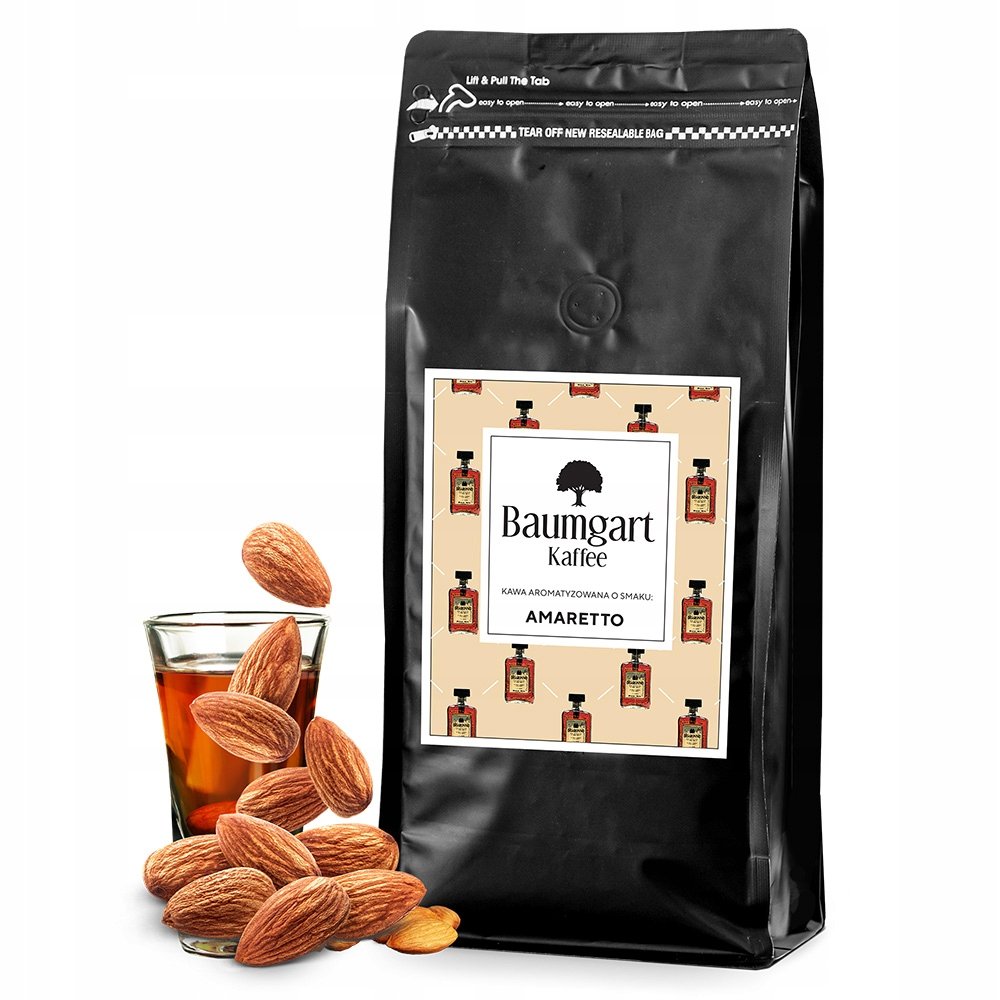 Kawa Mielona 1kg 1000g Smakowa 100% Arabica Brazylia Amaretto Baumgart