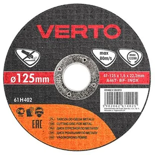 VERTO Tarcza tnąca do metalu 125 x 1,5 x 22,2 mm - Akcesoria do elektronarzędzi - miniaturka - grafika 1