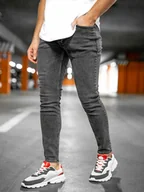 Spodnie męskie - Czarne spodnie jeansowe męskie skinny fit Denley R926-1 - miniaturka - grafika 1