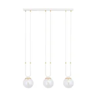 Lampy sufitowe - Lampa wisząca Glam biało-przezroczysta-złota 3xE14x10W wym: 115 x 70 x 15 cm szkło Emibig - miniaturka - grafika 1