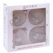 Bombki - Bombka szklana dekorowana drzewa 8 cm 4 sztuki transparentny - miniaturka - grafika 1