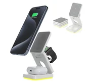 Ładowarki do telefonów - REAGLE SKŁADANA ŁADOWARKA INDUKCYJNA 3W1 MAGSAFE QI 15W IPHONE AIRPODS SMARTWATCH - miniaturka - grafika 1