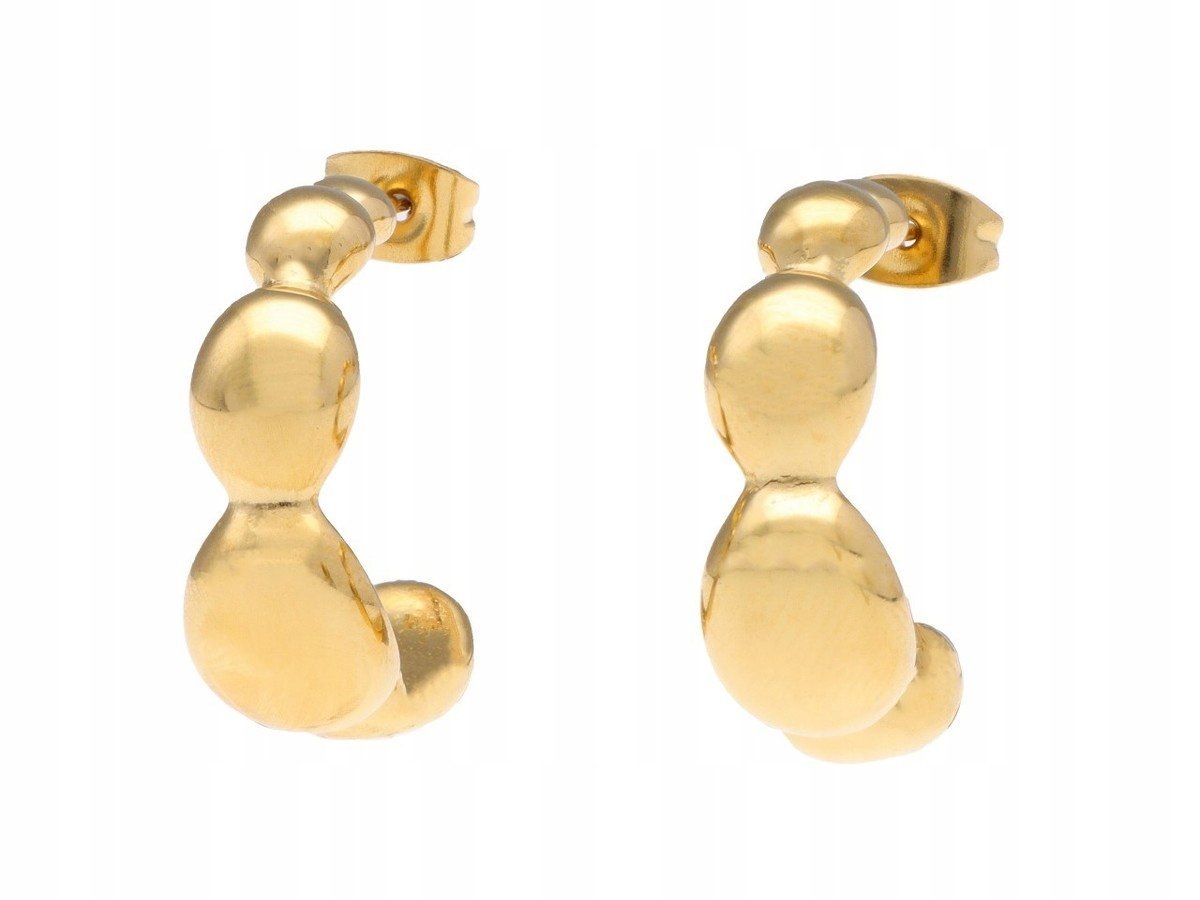 Kolczyki Pozłacane Damskie Bąbelki Sztyft Wkrętka Stal Chirurgiczna