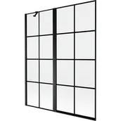Parawany nawannowe - Mexen Mist parawan nawannowy 2-skrzydłowy lewy 140 x 150 cm, czarna kratka, czarny - 8A9-140-011-70-77-L - miniaturka - grafika 1