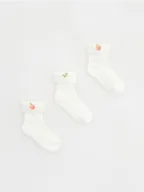 Buciki dla niemowląt - Reserved - Bawełniane skarpetki z haftem 3 pack - złamana biel - miniaturka - grafika 1