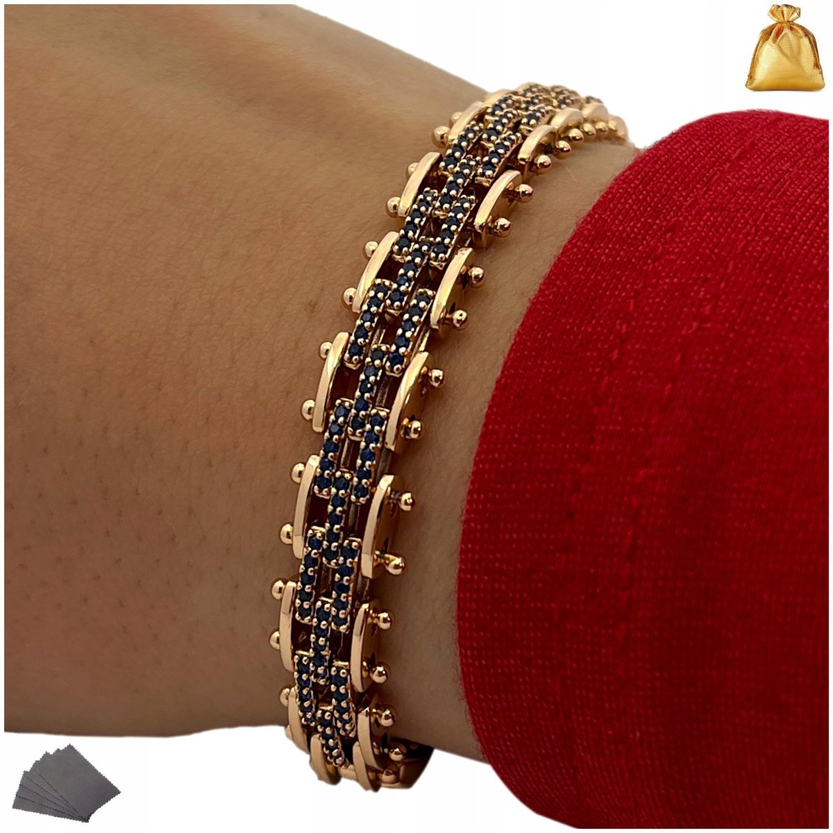 Luksusowa Damska Bransoletka Złota + Cyrkonie 18K Na Urodziny Dla Kobiety