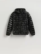 Kurtki męskie - Reserved - Pikowana kurtka z kapturem - czarny - miniaturka - grafika 1