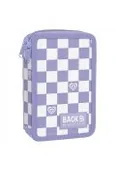 Piórniki - Piórnik 2-komorowy z wyposażeniem Backup Szachownica fiolet PB6DW29 - miniaturka - grafika 1