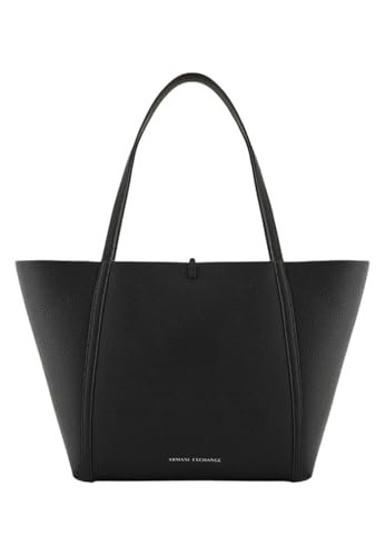 Armani Exchange Women's Essential, Angie, włoskie logo, wewnętrzna pochette torba na zakupy, czarna/czarna, czarny, jeden rozmiar