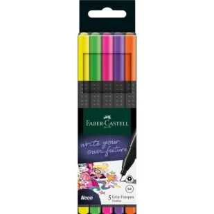 Cienkopisy Grip 2010 neon 5 kolorów - Faber Castell - Cienkopisy - miniaturka - grafika 1