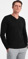 Swetry męskie - Ombre Clothing Klasyczny sweter męski Launcebuz czarny S - miniaturka - grafika 1
