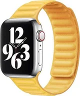 Akcesoria do smartwatchy - THD Pasek skórzany żółty california poppy do Apple Watch 42/44 mm, rozmiar uniwersalny, seria 1,2,3,4,5,6,7 - miniaturka - grafika 1